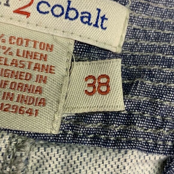 Carbon‎ 2 Cobalt Men's Panache Cotton Linen Blend Flat Front Chino Shorts SZ 38 - Picture 7 of 13